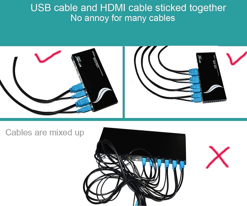 MT-VIKI 2 Pack USB KVM Cable - 6ft, 4K HDMI USB A/B Twin Cord for Standard KVM Switch - Image 5